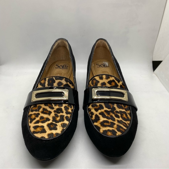 Sofft Black and Leopard Print Loafers - Picture 3 of 11